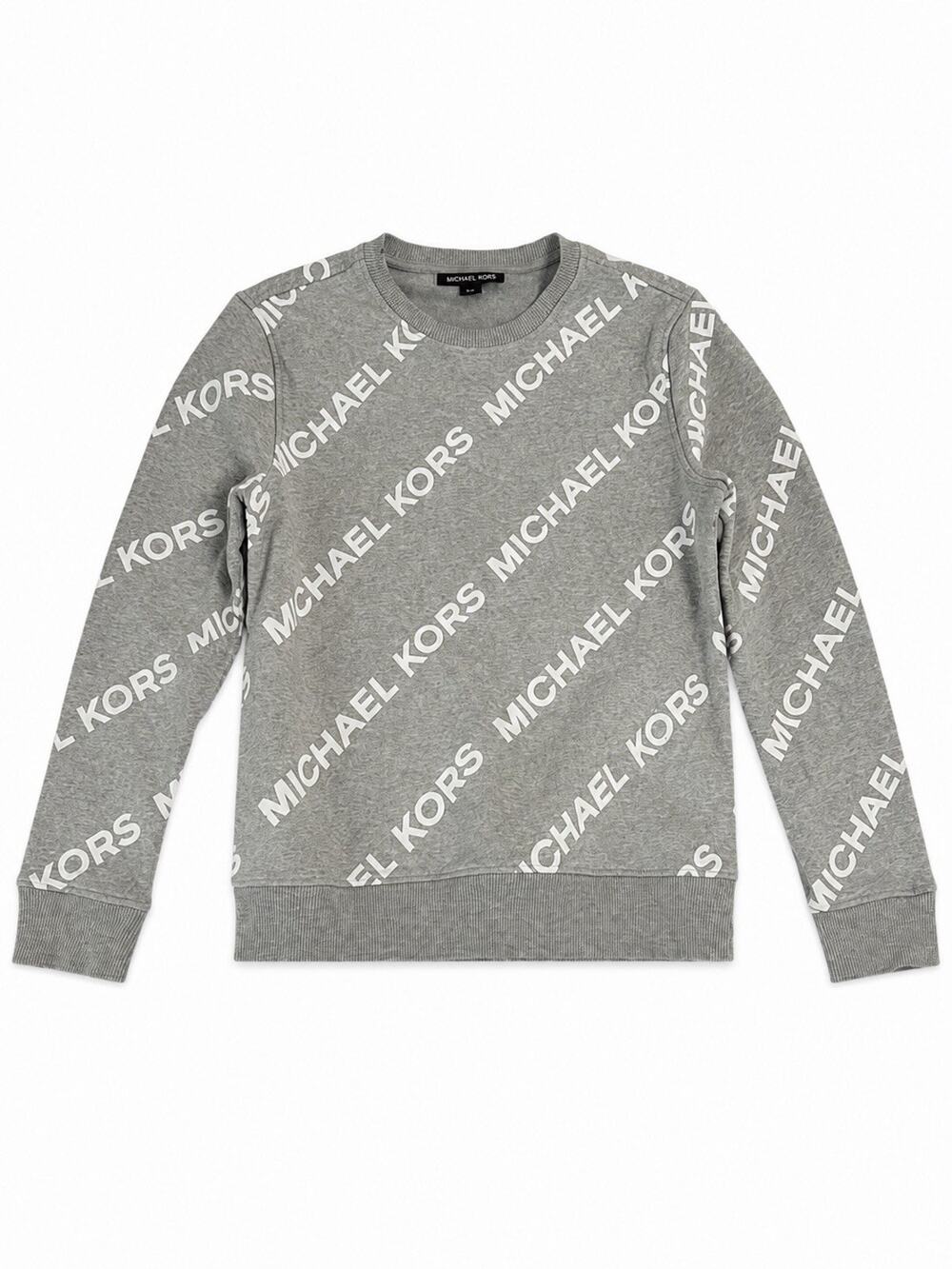 Michael Kors Women’s Small Gray Logo Print Crewneck Sweatshirt Pullover